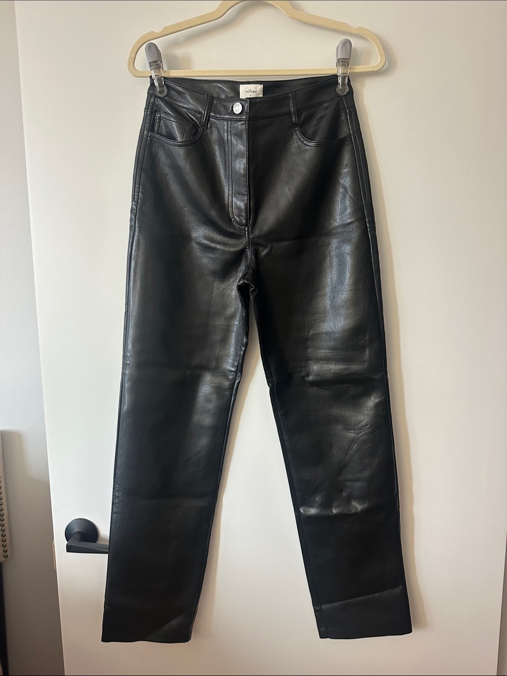 Aritzia Black Faux Leather Wilfred Pants